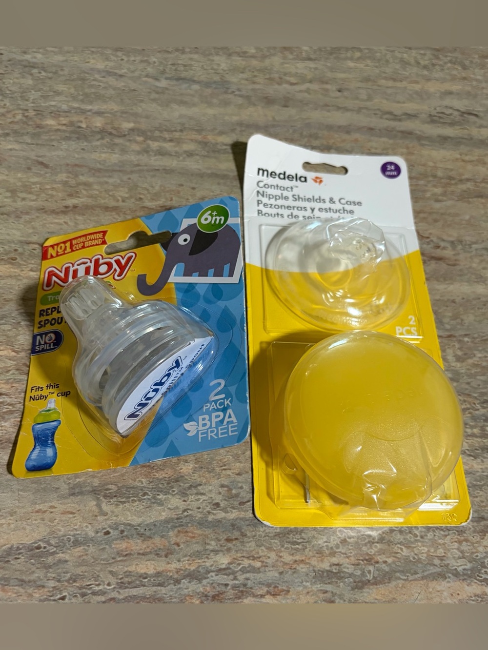 Medea and Nuby baby Feeding Nipples and Nipple Shields - Yellow/Clear